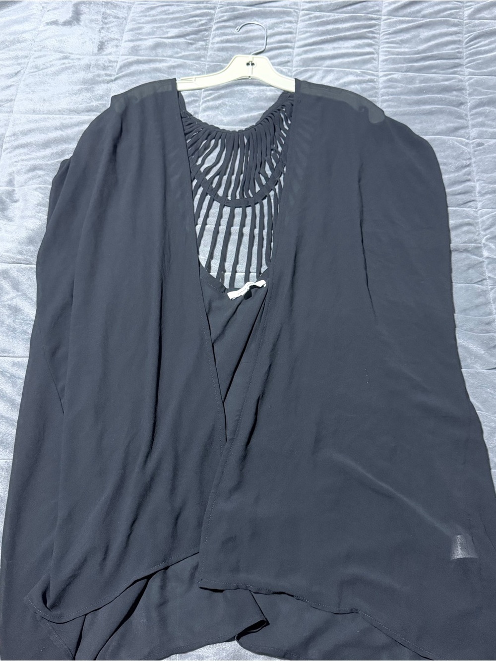 Naked Zebra Black Chiffon Kimono Cardigan - Macrame / Slashed Open Back